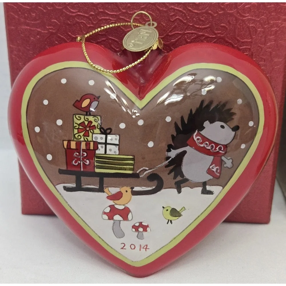 Lot/3 Pier 1 Li Bien Ornaments Hand-Painted Reverse Glass Hearts with Boxes EUC
